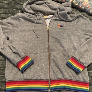 Aviator Nation Gray Hoodie with Colorful Details